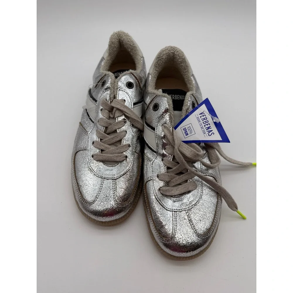 Verbenas Gaudi Sneakers Women size 7 metallic silver Low Top Lace Up Shoes NWT
